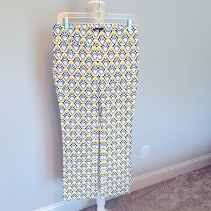 J. McLaughlin Yellow and Blue Geometric Print Ivy Pant